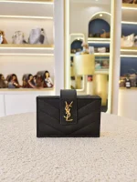 YSL, Accordion Card Holder, , Black, Like New - Image 4