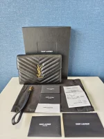 YSL, Grain de Poudre Embossed Leather, , Black, Like New - Image 2
