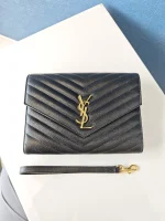 YSL, Grain de Poudre Embossed Leather, , Black, Like New - Image 4