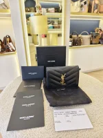 YSL, Matelasse Bi-fold, , Black, Like New - Image 2