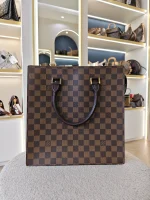 Louis Vuitton, Damier Ebene Sac Plat Tote Bag, PM, Brown, Very Good - Image 4