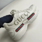 Gucci, Rhyton Vintage Logo Leather Sneaker, 36, White, Very Very  Good - Image 15