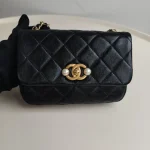 Chanel, Pearl Side Flap Bag , Mini, Black, Very Very  Good - Image 3