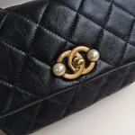 Chanel, Pearl Side Flap Bag , Mini, Black, Very Very  Good - Image 4