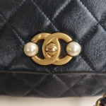 Chanel, Pearl Side Flap Bag , Mini, Black, Very Very  Good - Image 23