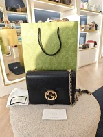 Gucci, Interlocking G Small Shoulder Bag, Small, Black, Very Good - Image 2