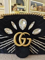Gucci, Gucci Marmont Crystal Embellished Velvet Shoulder Bag, 26, Black, Very Very  Good - Image 5