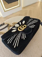 Gucci, Gucci Marmont Crystal Embellished Velvet Shoulder Bag, 26, Black, Very Very  Good - Image 19