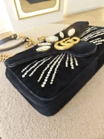 Gucci, Gucci Marmont Crystal Embellished Velvet Shoulder Bag, 26, Black, Very Very  Good - Image 20