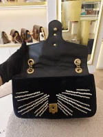 Gucci, Gucci Marmont Crystal Embellished Velvet Shoulder Bag, 26, Black, Very Very  Good - Image 29