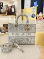 Dior, Lady D-Lite Bag, Large, Grey, Very Very  Good - Image 2