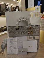 Dior, Lady D-Lite Bag, Large, Grey, Very Very  Good - Image 4