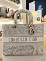 Dior, Lady D-Lite Bag, Large, Grey, Very Very  Good - Image 12