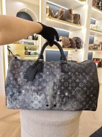 Louis Vuitton, Louis Vuitton Keepall Bandouliere 50 Monogram Galaxy, 50, Black, Very Very  Good - Image 3