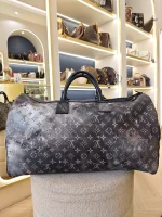 Louis Vuitton, Louis Vuitton Keepall Bandouliere 50 Monogram Galaxy, 50, Black, Very Very  Good - Image 10