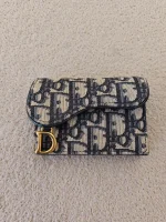 Dior, Saddle Flap Card Holder, , Blue, Very Very  Good - Image 3