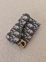 Dior, Saddle Flap Card Holder, , Blue, Very Very  Good - Image 4