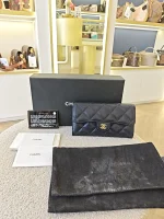 Chanel, Medium Trifold Flap Wallet, Medium, Navy Blue, Very Very  Good - Image 2
