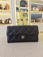 Chanel, Medium Trifold Flap Wallet, Medium, Navy Blue, Very Very  Good - Image 4