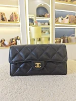 Chanel, Medium Trifold Flap Wallet, Medium, Navy Blue, Very Very  Good - Image 5