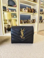 YSL, Cassandre Matelasse Compact Wallet, , Black, Very Very  Good - Image 2