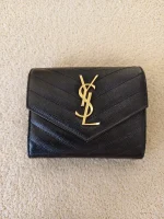 YSL, Cassandre Matelasse Compact Wallet, , Black, Very Very  Good - Image 3