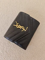 YSL, Cassandre Matelasse Compact Wallet, , Black, Very Very  Good - Image 4