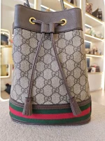 Gucci, Gucci Ophidia GG Bucket Bag, Small, Beige, Like New - Image 7