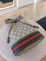 Gucci, Gucci Ophidia GG Bucket Bag, Small, Beige, Like New - Image 20