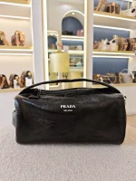 Prada, Prada Soft Lux Leather Shoulder Bag, , Black, Very Like New - Image 7