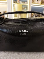 Prada, Prada Soft Lux Leather Shoulder Bag, , Black, Very Like New - Image 9