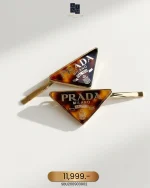 Prada, Symbole Hair Clip, , Brown, Like New