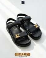 Louis Vuitton, Sunset Flat Comfort Sandal , 39, Black, Very Very  Good