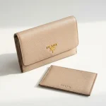 Prada, Saffiano Metal Leather Passport, , Beige, Very Very  Good