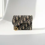 Dior, Saddle Card Holder, , Blue, Very Very  Good