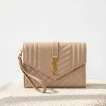 YSL, Envelope Clutch Bag, , Beige, Very Very  Good