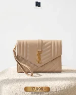 YSL, Envelope Clutch Bag, , Beige, Very Very  Good