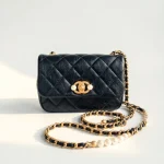 Chanel, Pearl Side Flap Bag , Mini, Black, Very Very  Good