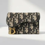 Dior, Saddle Flap Card Holder, , Blue, Very Very  Good