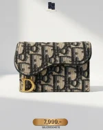 Dior, Saddle Flap Card Holder, , Blue, Very Very  Good