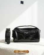 Prada, Prada Soft Lux Leather Shoulder Bag, , Black, Very Like New