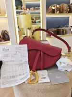 Dior, Saddle Bag, Medium, Red, Like New - Image 2