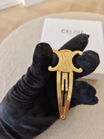 Celine, Triomphe Snap Hair Clips, , Gold, Very Very  Good - Image 9