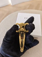 Celine, Triomphe Snap Hair Clips, , Gold, Very Very  Good - Image 10