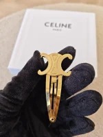Celine, Triomphe Snap Hair Clips, , Gold, Very Very  Good - Image 13