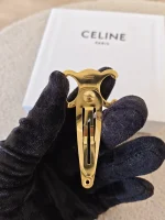 Celine, Triomphe Snap Hair Clips, , Gold, Very Very  Good - Image 14