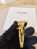 Celine, Triomphe Snap Hair Clips, , Gold, Very Very  Good - Image 15