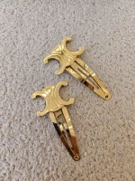 Celine, Triomphe Snap Hair Clips, , Gold, Very Very  Good - Image 16