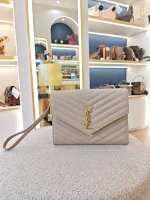 YSL, Envelope Clutch Bag, , Beige, Very Very  Good - Image 4