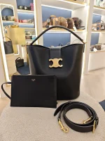 Celine, Celine Medium Bucket Louise, Medium, Black, Like New - Image 4